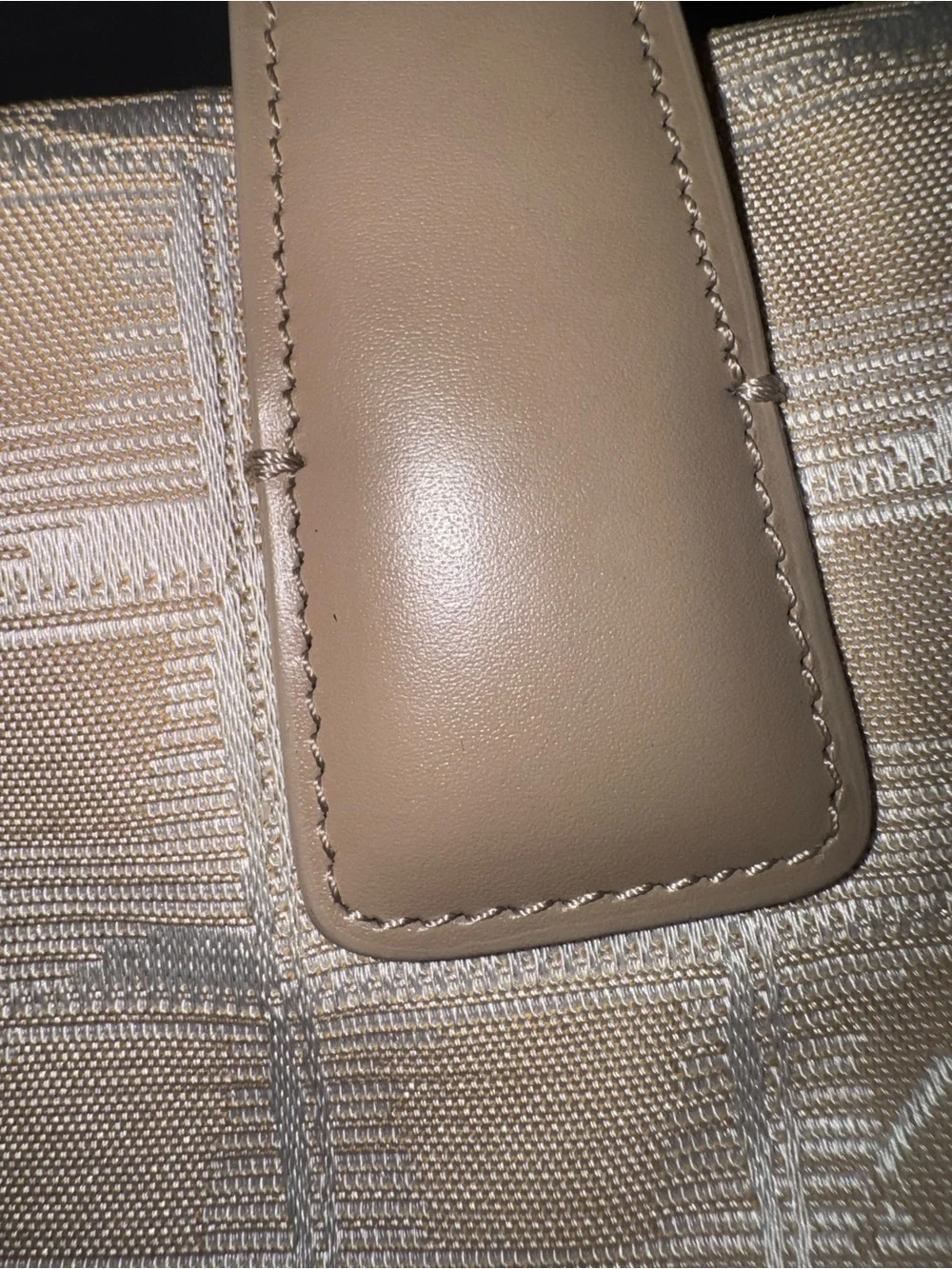 CHANEL authentic cream Patterned Tote with Leather Straps